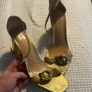 Gold Coach Block Heel